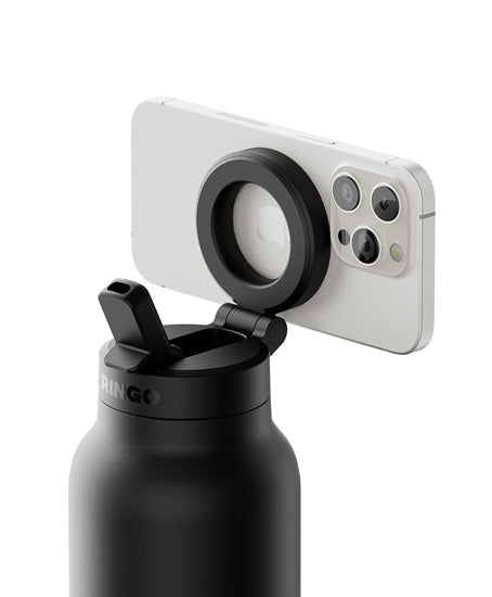 Détail du support MagSafe sur la gourde Ringo Pro noire