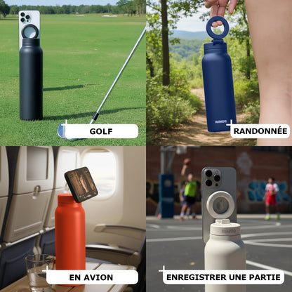 Détail du support MagSafe sur la gourde Ringo Pro noire
